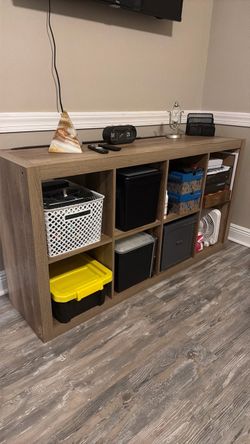 Wood Grain Cube Storage Shelving Unit