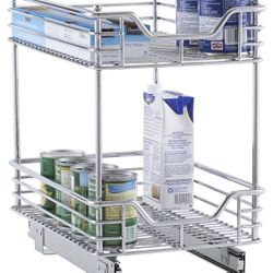 2-Tier Sliding Organizer - Pull Out Cabinet Shelf - 11.5 Inches Wide