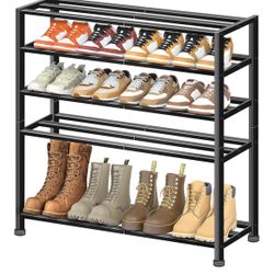 Heavy Duty 5-Tier Metal Shoe Rack - Holds 25 Pairs - Black (4 Available)