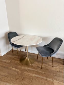 World Market Marble Table with 2 Chairs