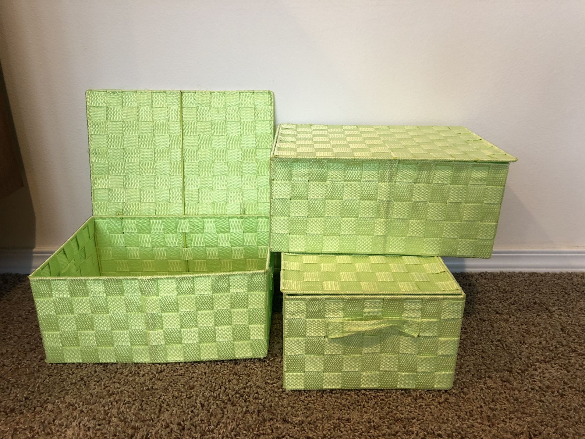 Set of 3 Lime Green Storage Baskets