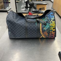 Louis Vuitton Men Damien Cobalt Jungle Keepall Bandouliere 55