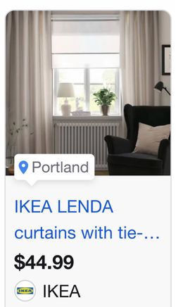 IKEA LENDA Curtains with Tie-Backs