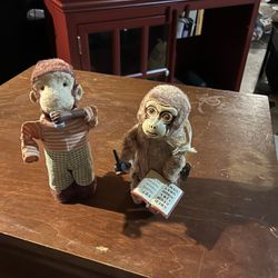 Two Vintage Toy Monkeys