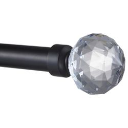 Exclusive Home Crystal Ball 1" Curtain Rod and Coordinating Finial Set, Matte Bronze, Adjustable