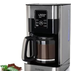 Mixpresso 12-Cup Drip Coffee Maker With Lcd Touch Display, Programmable Coffee Pot Machine, Borosilicate Glass Carafe, Anti-Drip System, Stainless Ste