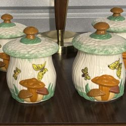 Magic Mushroom Jar Set (4) 1970s 