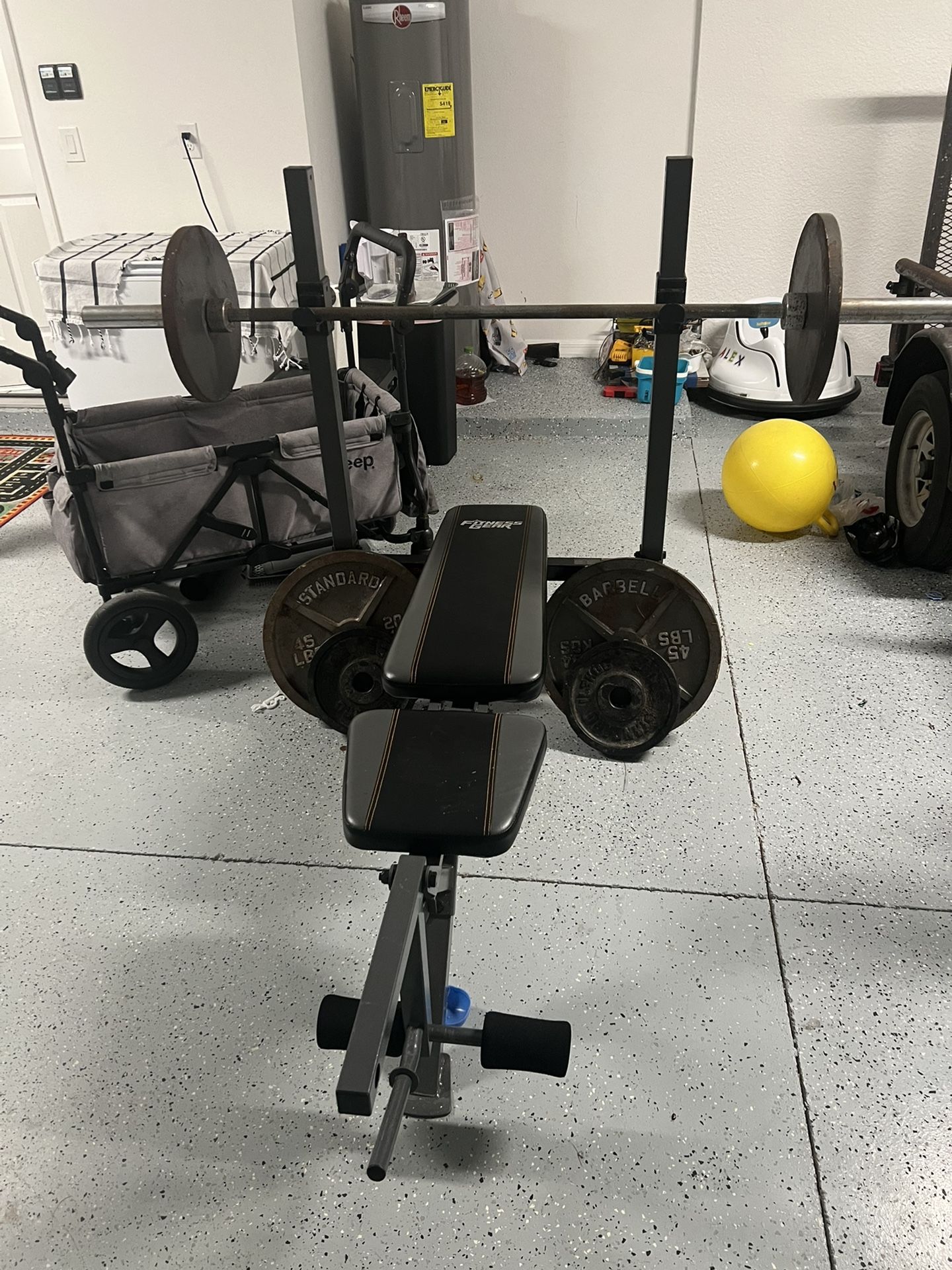 Weight Bench With Bar And Weights