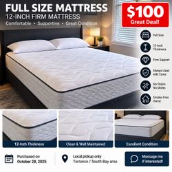 Full Size 12-Inch Firm Mattress – Excellent Condition