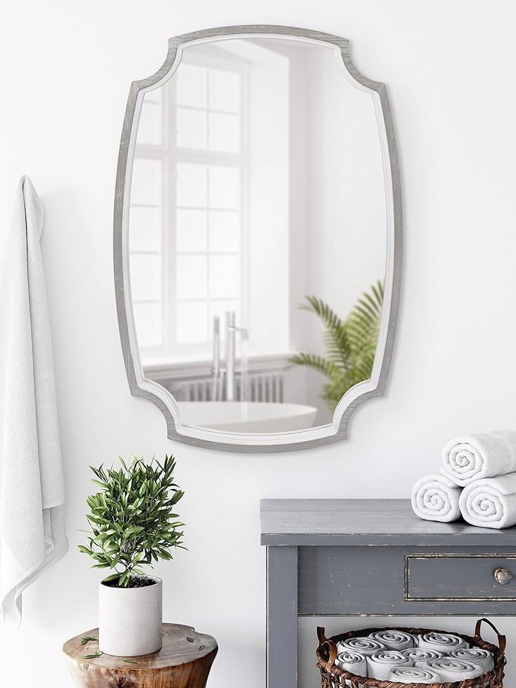 Mirrors, 21 x 32 Inch, White and Gray