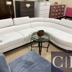 New White Sectional Sofa Couch 