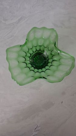 Vintage green glass bowl