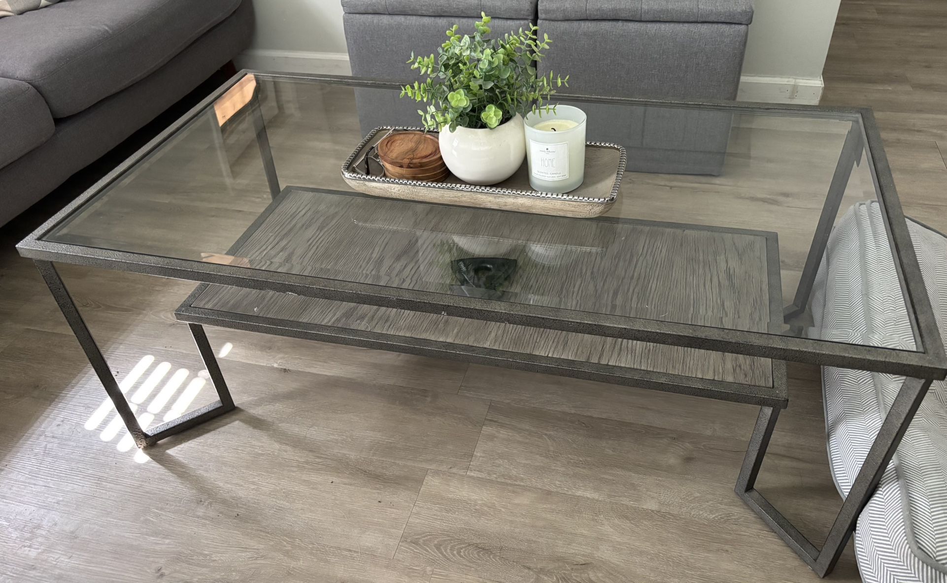 Glass Top Metal Framed Coffe Table