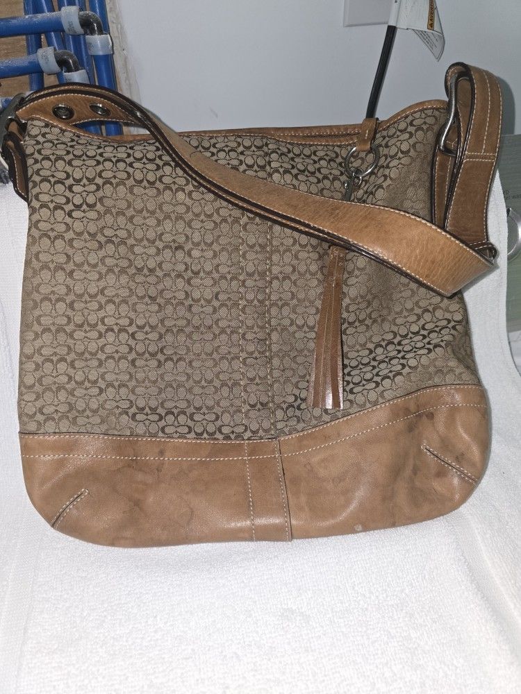 Vintage Coach Bag F065 F10416 Shoulder Bag Brw Total Pattern