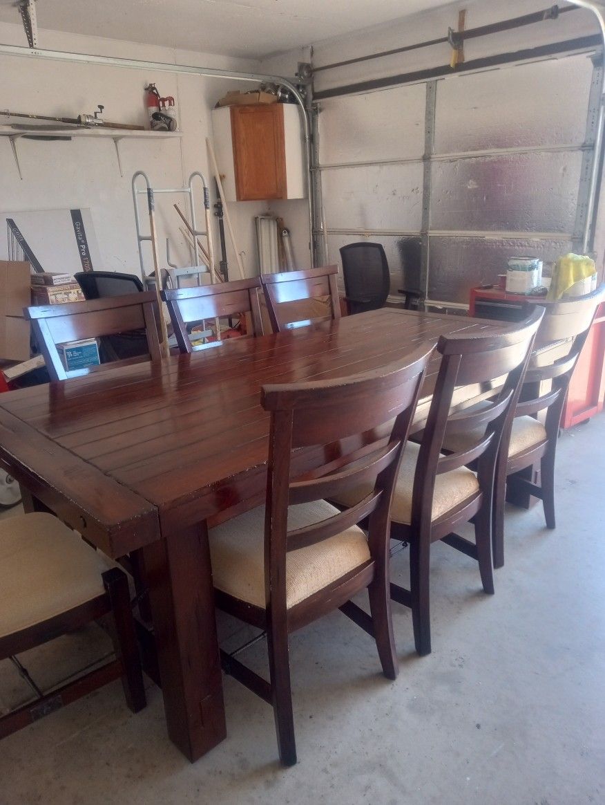 Farmhouse Extendable Dining Table With 7 Chairs
