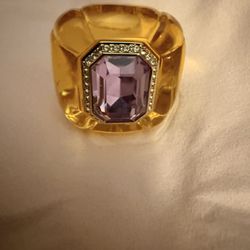 Dulcis cocktail ring Cushion cut, Pavé, Yellow Size 9
