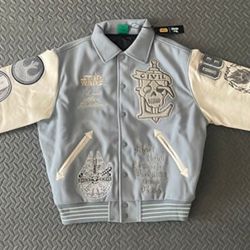 Civil Regime Star Wars Rebellion Collared Letterman Jacket in Gray Natural - M