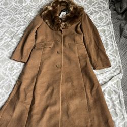 Ralph Lauren Women's Faux-Fur-Collar Wool Trench Coat, Size 4 - PRICE NEGOTIABLE