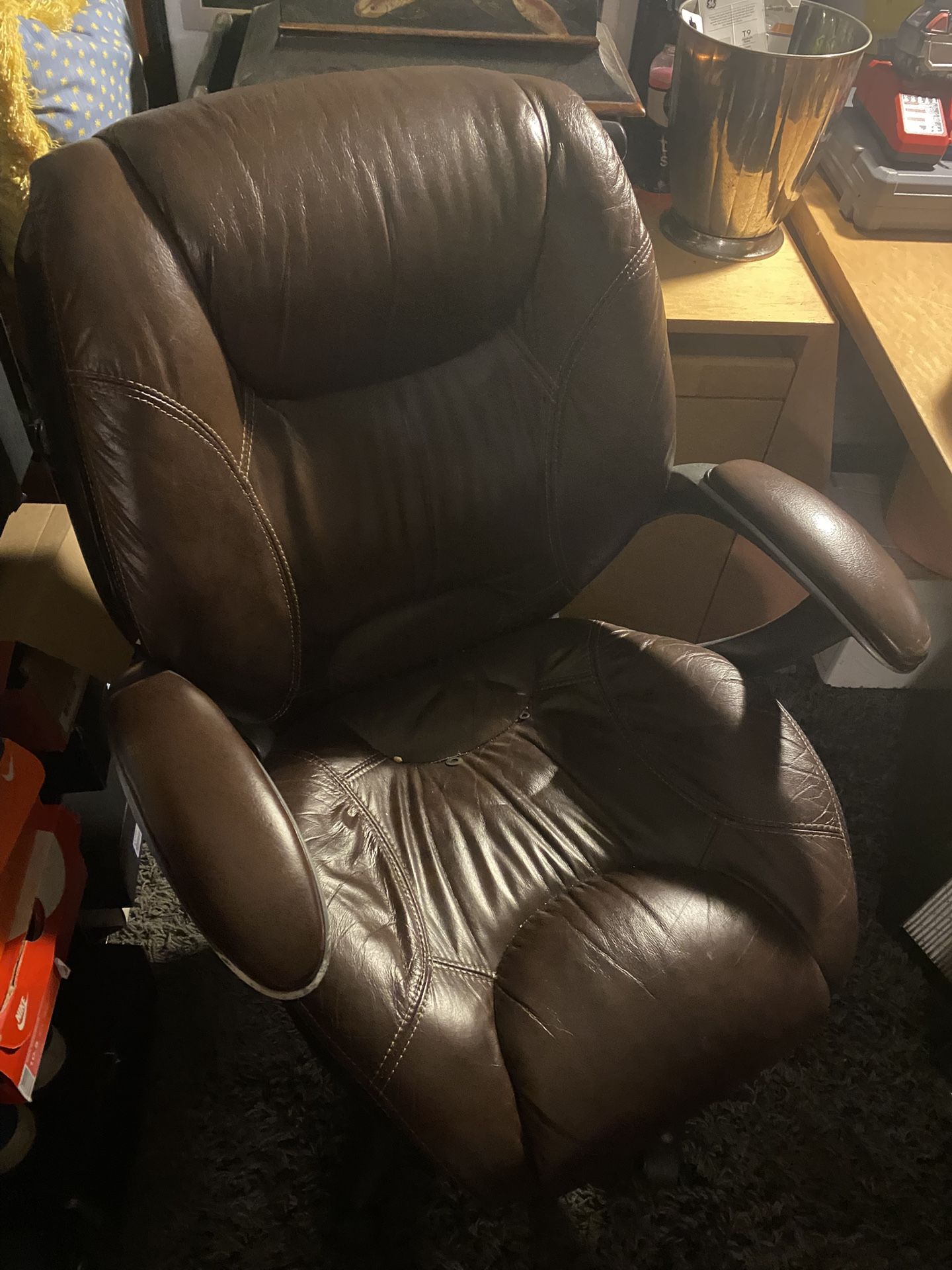 Brown Leather Adjustable Office Chair