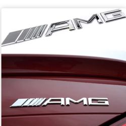 Chrome AMG Emblem Badge Rear Trunk Decal For Benz A B C E S CL SL ML SLK CLK CLS