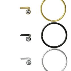 20g Assorted Nose Rings and Studs, 6-Pack