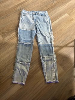 Denim switch pattern jeans