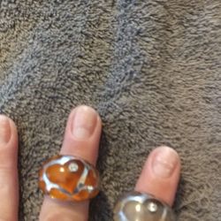 Acrylic/ sterling silver inlay/ with diamond