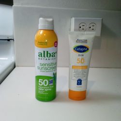 Alba Botanica Sensitive Sunscreen SPF 50, 6 oz , AND Cetaphil  Sun SPF 50 Sheer Mineral Sunscreen, 3 oz.