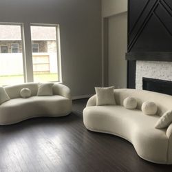 Bubble Bonita Cream Boucle Living Room Set / 2pc