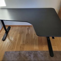 Black L-Shaped Corner Desk Wood
