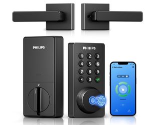 Philips WiFi Keypad Deadbolt With Handle, Matte Black