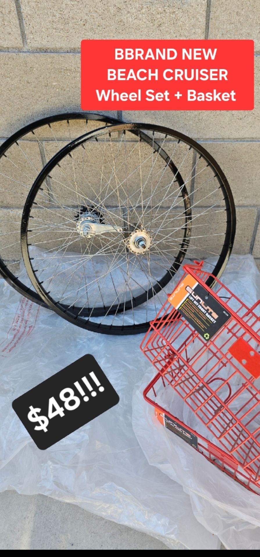 NEW!! Beach Cruisers Wheels and Basket