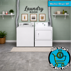 Commercial Coin Operated Top-Load Washer & Whirlpool 7.4 cu. ft. 120-Volt White Commercial Gas Vented Dryer Set