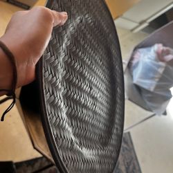 Brown Plate With Woven Material 