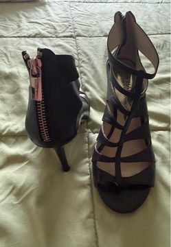 Michael Kors Black Leather Cage Heels