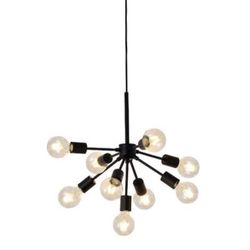 Adesso 9-Light Black Chandelier with No Shade Sputnik Light Fixture