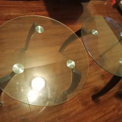 TWO GLASS  SIDE COFFEE TABLES