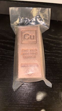 1 Kilo .9999 Premium Fine Copper Bar (Sealed)