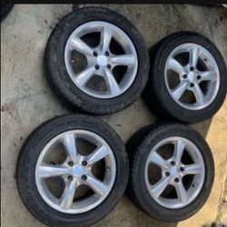 4 — 195/55r15 4x100 4x3.94 5 Spoke Eagle Civic Fit Xa Xb Ia Yaris Miata Sentra  Wheels Rims Good Treads Tires!!
