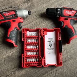 Milwaukee M12 Impact Driver, Drill And Bits