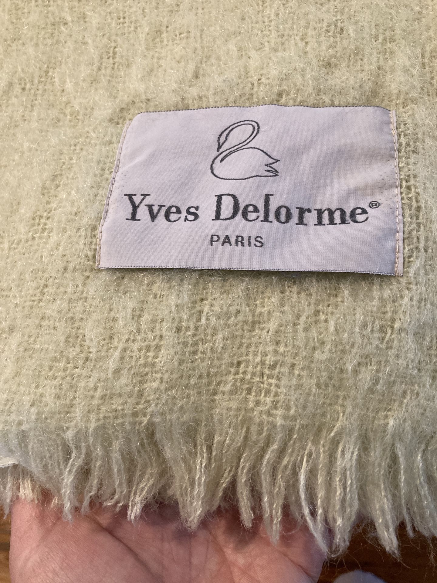  Yves Delorme Mohair Wool Blanket Frosty Key Lime