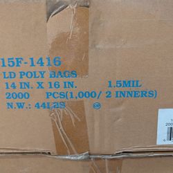 14x16 Inch 1.5 Mil Flat Poly Bag 