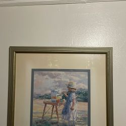 This image depicts a framed print titled "Her Creative World" by artist Corinne Hartley