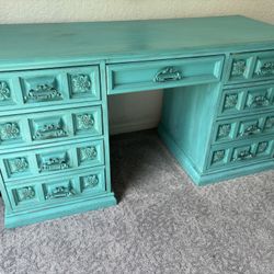 Turquoise Solid Wood Desk 