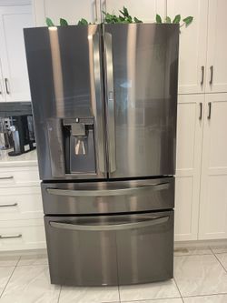LG black stainless steel appliance