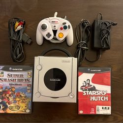 Nintendo GameCube Platinum Silver Bundle - Tested & Working - Smash Bros Melee Case/Manual + Games