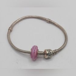 Vintage Authentic Pandora Sterling Silver Iconic Silver Charm Bracelet 