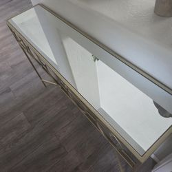 Small Gold Mirrored Accent Table