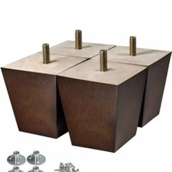 4"  Wooden Legs for Furniture 4 inch Sofa Legs Square Bed Legs Pack of 4
