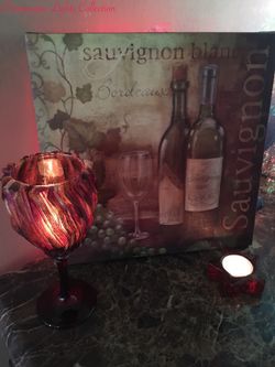 Red Wine Glass Tealight Candle Holder 1pc